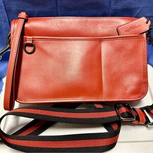 Leather Coach Heritage Convertible crossbody purse.